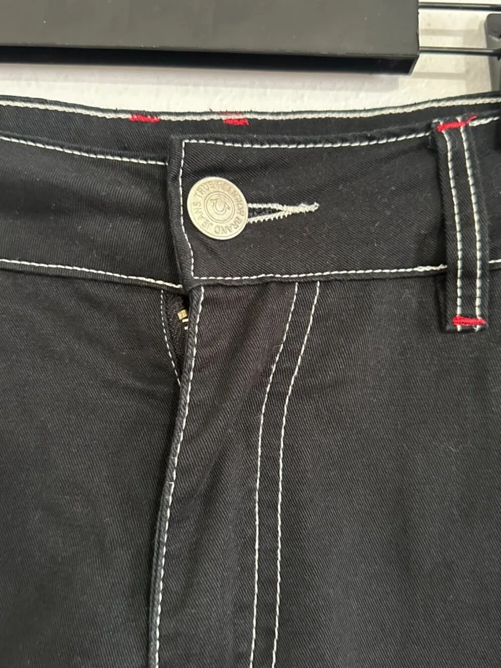True Religion Black Contrast Stitch Cargo Shorts 34